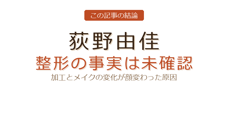 荻野由佳 整形についての結論